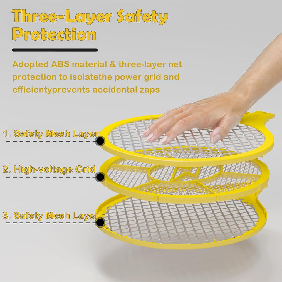 2 Pack Electric Fly Swatter, Bug Zapper Racket for Indoor Pest Control, Handheld Insect Killer Bat Battery Powered Electric Mosquito Swatter for Outdoor and Home