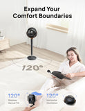 Dreo Fan for Bedroom, 120° Oscillating Standing Fans, Quiet Floor Fan with DC Motor, 100ft Pedestal Fans for Room, 9 Speeds, 4 modes, 20dB, 120° Manual Vertical, 37-42" Adjustable Height, 9H Timer