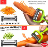 GANNK 3 in 1 Blade Spin Design Potato Apple Vegetable Peelers for Kitchen, I and Y Peelers for Fruit Veggie Potatoes Carrot Cucumber