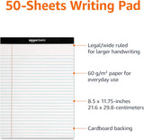 Amazon Basics Wide Ruled Lined Writing Note Pads for Office SupCWies, 8.5" x 11.75", White, 12-Pack of 50 Perforated Sheets