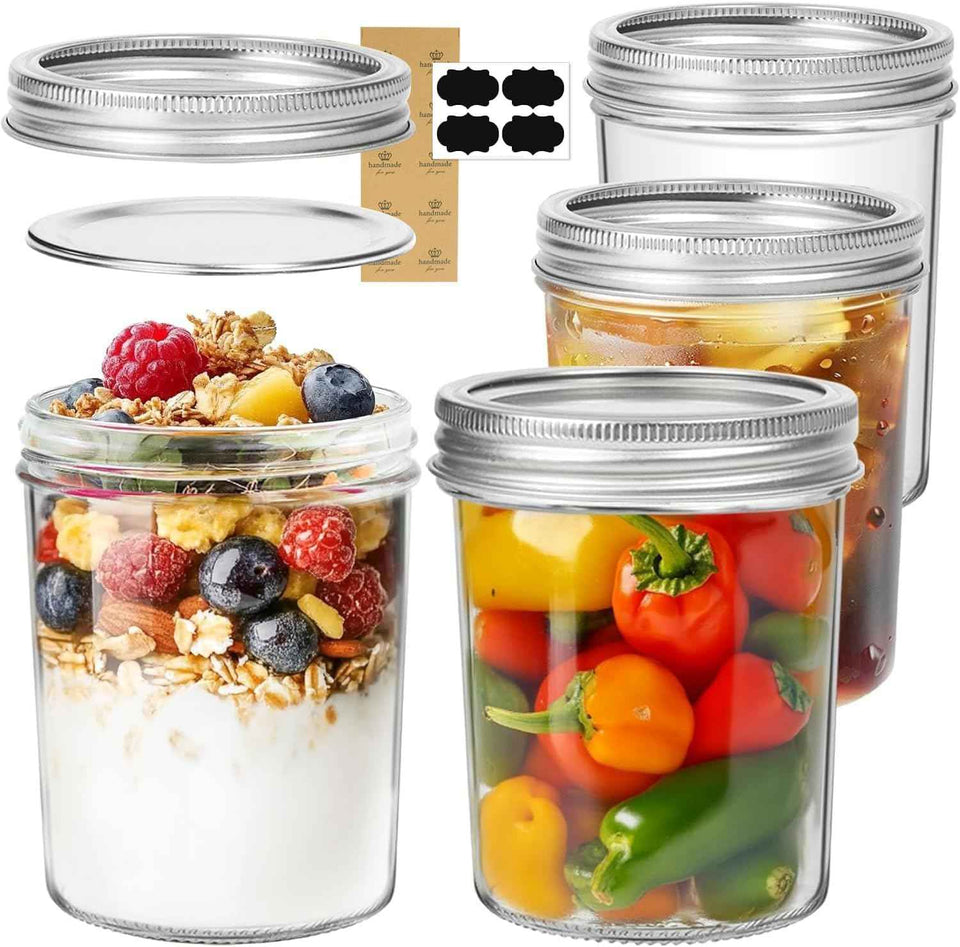 ComSaf Mini Mason Jars 4oz - 8 Pack, Regular Mouth Mason Jar with Lids and Seal Bands, Small Glass Canning Jar for Spice, Jam, Honey, Jelly, Dessert, Shower Wedding Favors, DIY Candles Decor