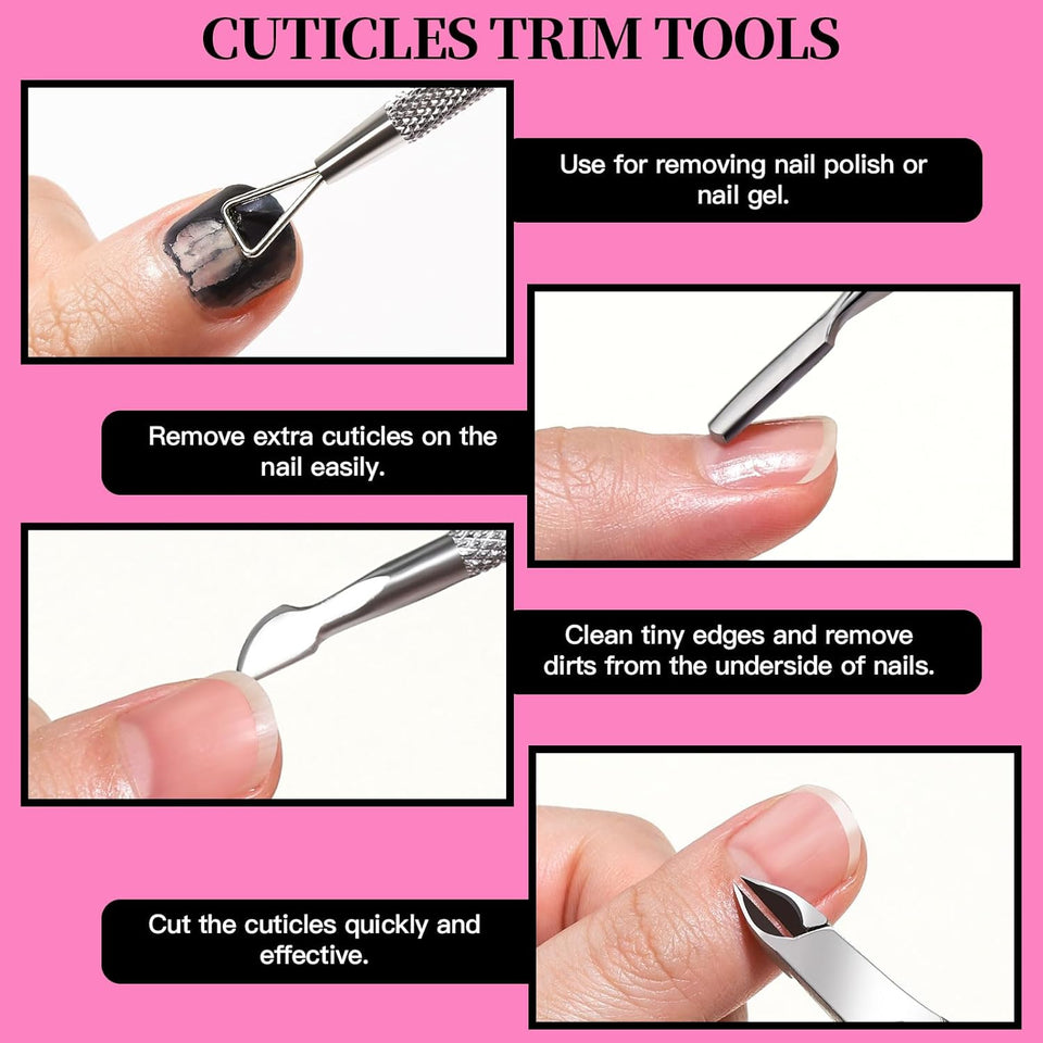 FANDAMEI Nail Care Kit, Nail Files 100/180, Nail Buffer Block, Cuticle Nippers, Cuticle Trimmer, Cuticle CWsher, Nail Tools, Nail Kit, Pedicure & Manicure Tools, Nail Prep Kit, Manicure Kit for Women