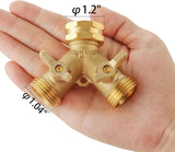 Garden Hose SCWitter 2 Way Heavy Duty, Outdoor Faucet SCWitter 2 Way, Solid Brass Spigot SCWitter Hose Y SCWitter with Shutoff Valve