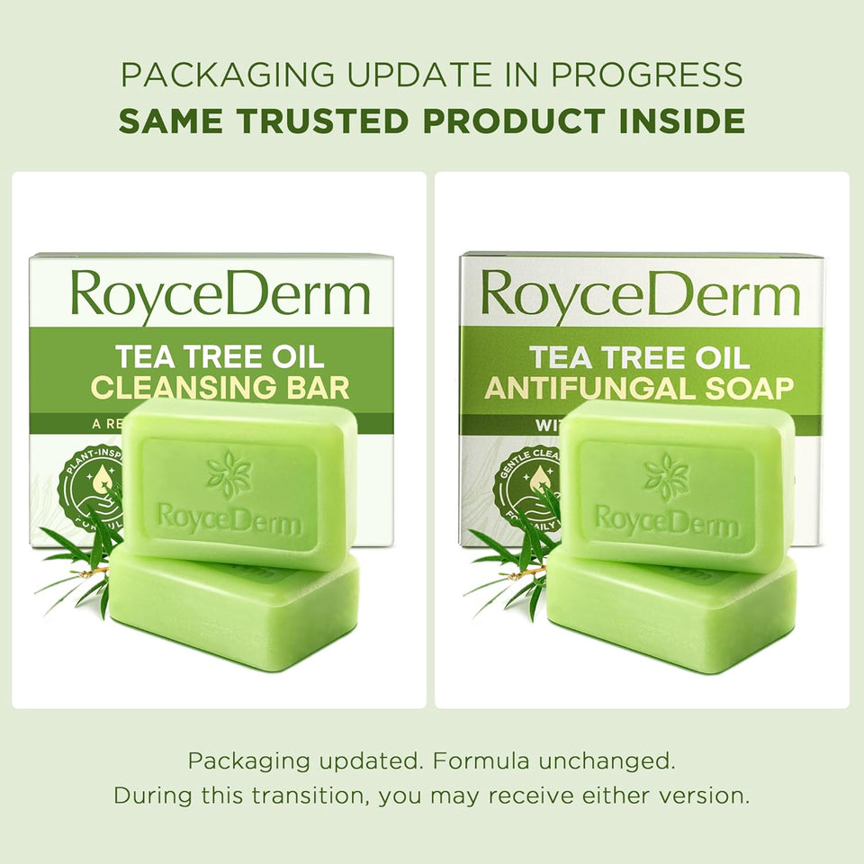 Roycederm Antifungal Bar Soap - Tea tree Oil Soap - Athlete’s Foot Treatment for Jock Itch & Ringworm - Medicated Antifungal Soap with Clotrimazole 1% - Tea Tree Oil Scent, 1 Pack
