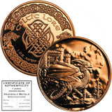 Welsh Red Dragon Celtic 1 oz Pure .999 Copper Round Bullion Coin in Capsule with COA by Heavenly Metals