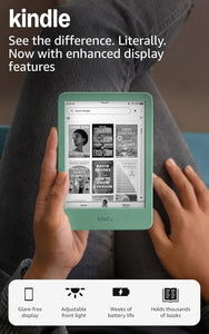 Amazon Kindle 16 GB (newest model) - Lightest and most compact Kindle, now with faster page turns, and higher contrast ratio, for an enhanced reading experience - Matcha