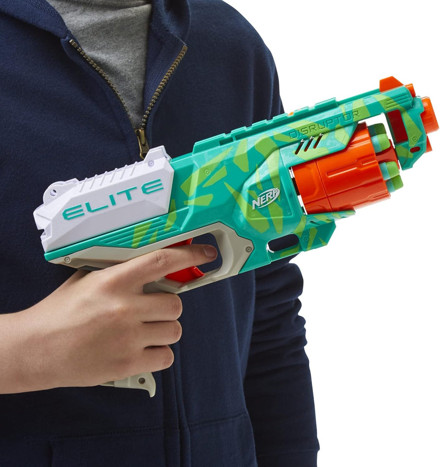 NERF Elite Disruptor Dynamic Green Dart Blaster, Rotating Drum, Slam Fire, Easter Gift for Kids, Kids Outdoor Toys for 8 Year Old Boys & Girls (Amazon Exclusive)