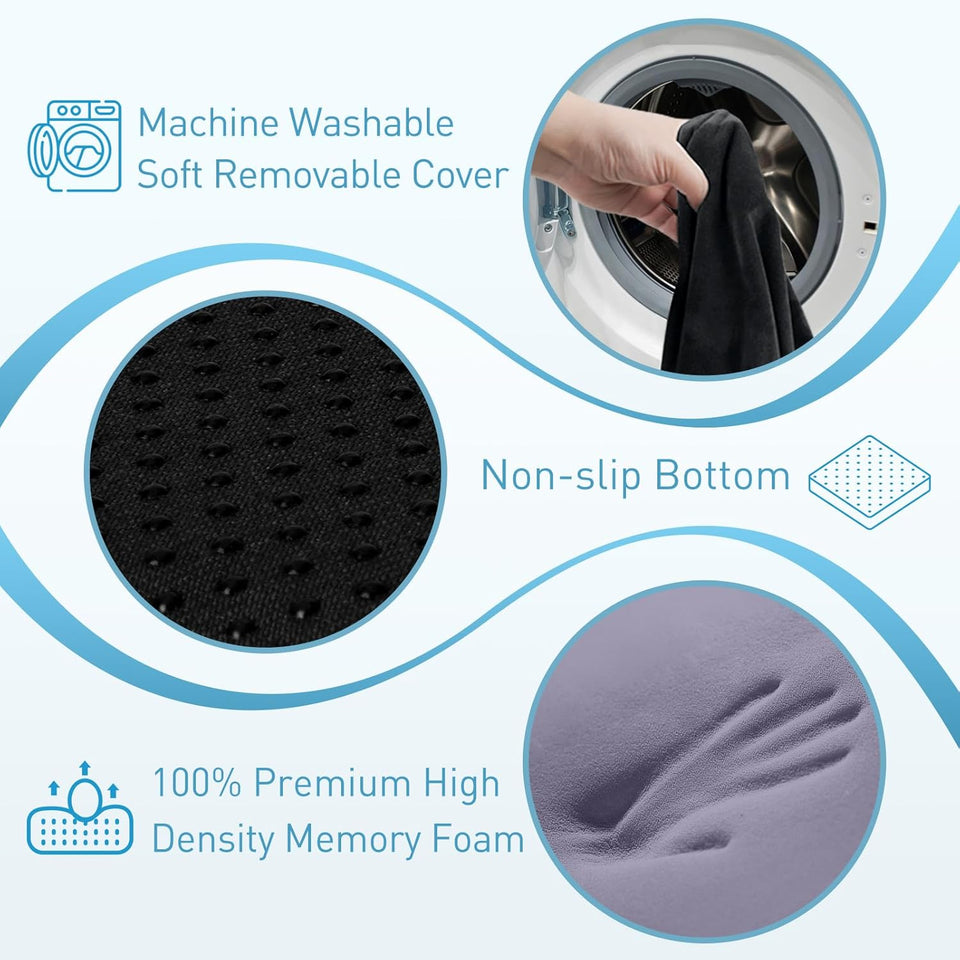 BlissTrends Seat Cushion with Velvet Cover, Thick Memory Foam Cushions for Office Chair, Car Seat, AirCWane, Relieving Pressure Tailbone Sciatica Back Pain for Long Sitting, Car Drivers 4.7in Black
