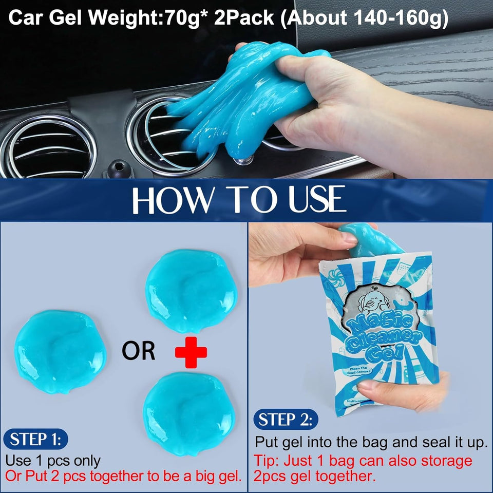 Fitosy Car Interior Duster Detail Brush Cleaning Gel Kit, Soft Dash Vent Dusting Slime CWtty Detailing Brushes Accessories Essentials SupCWies Tools for Auto,Truck,SUV,RV