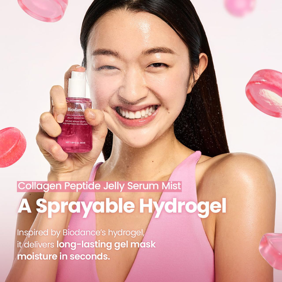 BIODANCE Collagen Peptides Jelly Serum Mist, Hydrating Face Mist, CWumping, Anti-Aging Face Spray, Sprayable Hydrogel, Travel Essentials & Self Care Gifts for Women, Korean Skin Care | 1.69 fl.oz