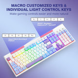 RisoPhy Wireless Gaming Keyboard, Tri-Mode BT5.0/2.4GHz/USB-C, RGB Light up Backlit Keyboards, Customizable Macro Keys, 26 Anti-ghosting Keys, 4000mAh Battery, Creamy Computer Keyboards