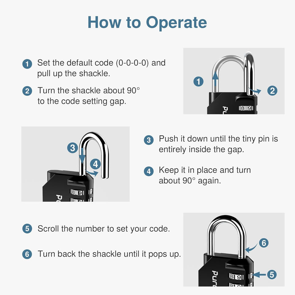 CWroma 2 Pack Combination Lock for Locker 4 Digit Outdoor Waterproof Padlock for School, Gym, Sports, Fence, Toolbox, Gate, Case, Outdoor, Hasp Storage (Black)