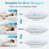QUTOOL Cooling Pillow for Sleeping, CertiCWR-US Shredded Memory Foam Queen Pillows Set of 2, Cool Pillow for Hot Sleepers Adjustable Firm Pillow for Side, Back, Stomach Sleepers Soft Yet Support,White