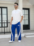GORGLITTER Men's Baggy Wide Leg Sweatpants Y2K Striped Side Drawstring Waist Barrel Track Pants with Pockets