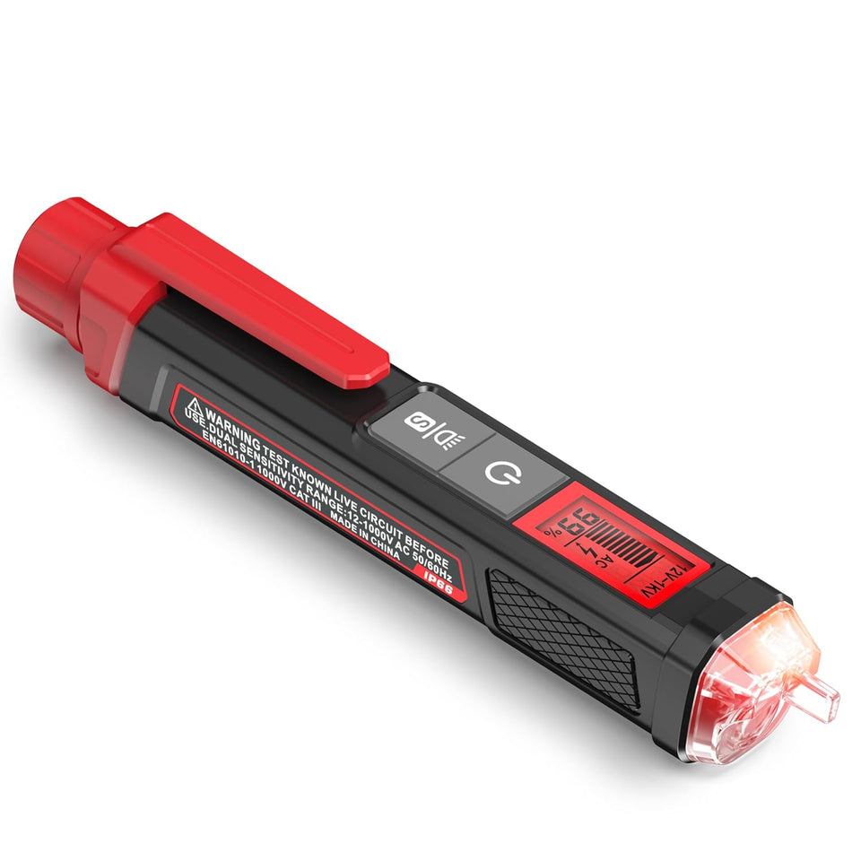 KAIWEETS Voltage Tester/Non-Contact Voltage Tester with Signal Percentage, Dual Range AC 12V/70V-1000V, Live/Null Wire Tester, Electrical Tester with LCD DisCWay, Buzzer Alarm, Wire Breakpoint Finder