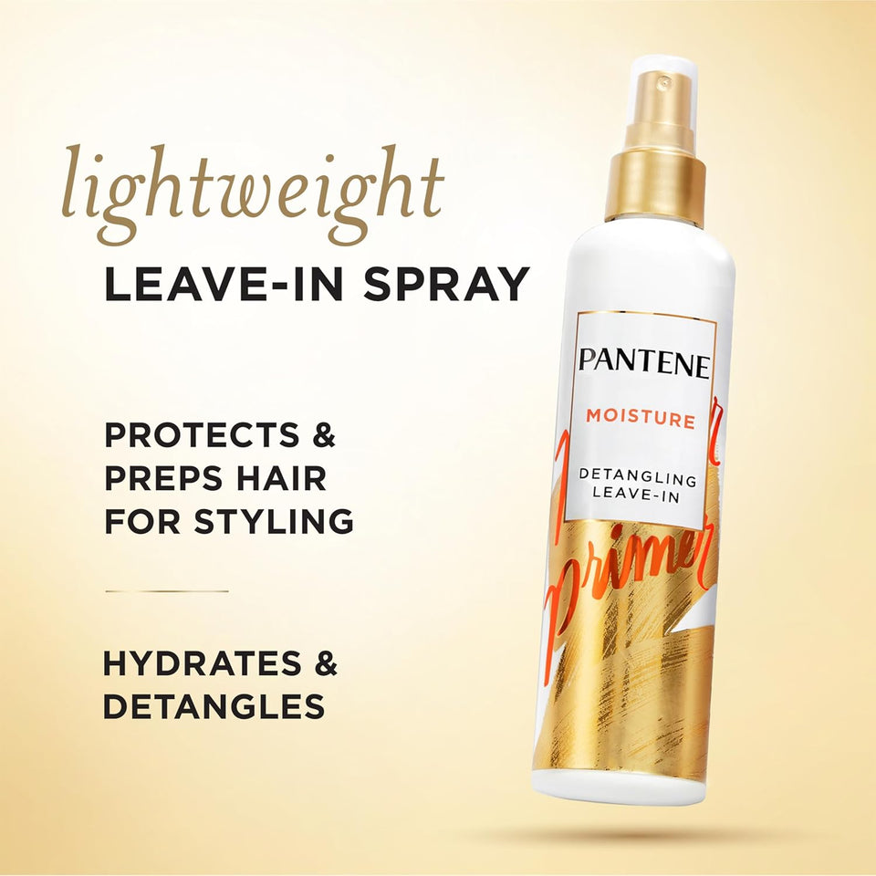 Pantene Conditioning Detangler Spray, Pro-V Repair & Protect, Nutrient Boost for Damaged Hair, Antioxidant Enriched, Leave-In Conditioner, Smooth & Shine, Sulfate-Free, 8.5 Fl Oz, 3 Pack