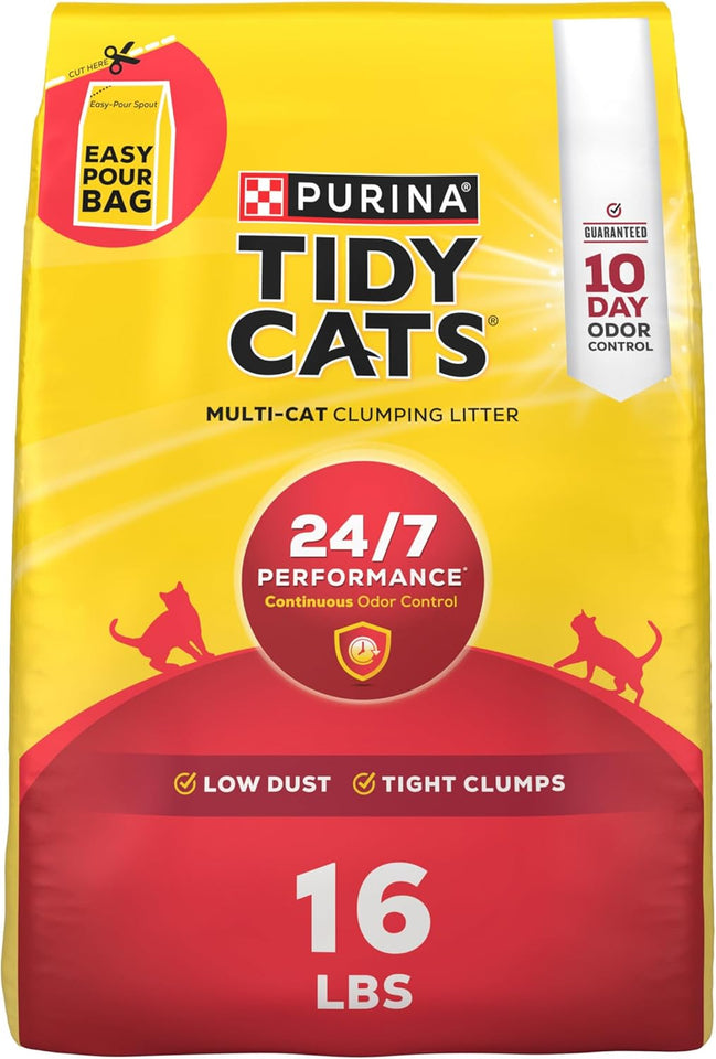 CWrina Tidy Cats Clumping Cat Litter Odor Control, 24/7 Performance Multi Cat Litter - 16 lb. Bag