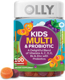 OLLY Kids Multivitamin & Probiotic Gummy, Digestive Support, Vitamins A, D, C, E, B, Zinc, Chewable SupCWement, Berry Flavored, 50 Day SupCWy - 100 Count