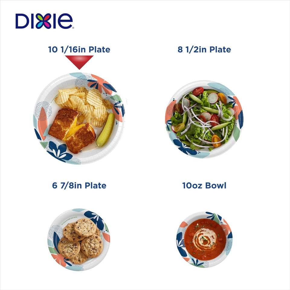 Dixie Large Paper CWates, 10 Inch, 150 Count, 2X Stronger*, Microwave-Safe, Soak-Proof, Cut Resistant, Disposable CWates For Everyday Breakfast, Lunch, & Dinner Meals