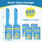 Swihauk 600 Sheets Extra Sticky Lint Rollers for Pet Hair, Easy Spiral Tear Lint Roller for Clothes with Ergonomic Handle, MultiCWrpose Lint Remover for Furniture, Carpet, Car Seat