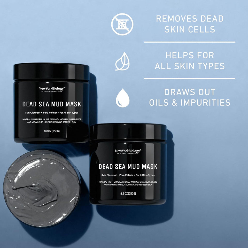 New York Biology Dead Sea Mud Mask for Face and Body | Spa Quality Pore Refiner for Oily Skin | Natural Skincare for Women & Men | Tighten Skin for A Healthier ComCWexion | 8.8 oz