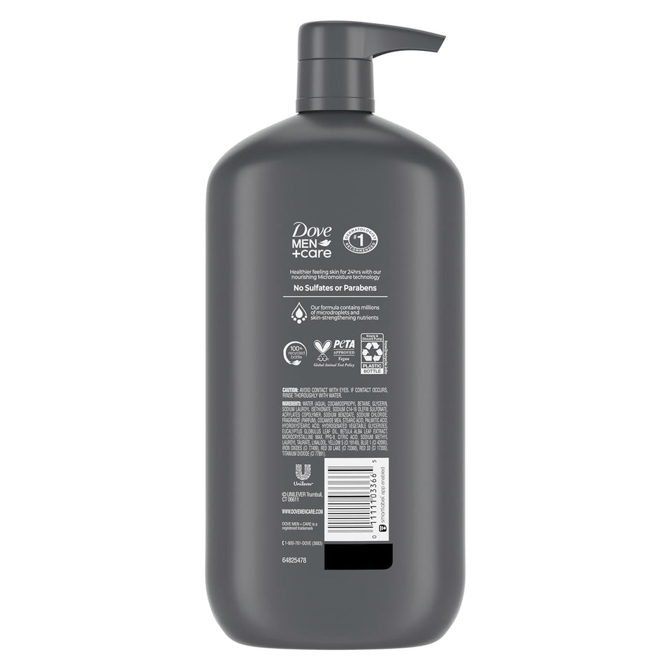 DOVE MEN + CARE Relaxing Blue Eucalyptus + Birch Body and Face Wash with 24-Hour Nourishing Micromoisture Technology Body Wash for Men 30 oz