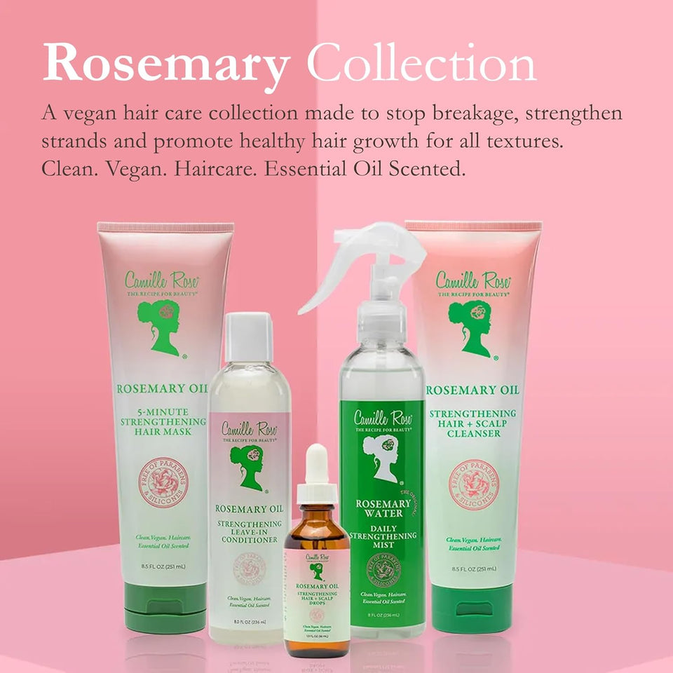 Camille Rose Rosemary Water Spray – Daily Strengthening Mist with Calming Aloe Vera and Cooling Peppermint Oil for Hair, 8 Oz