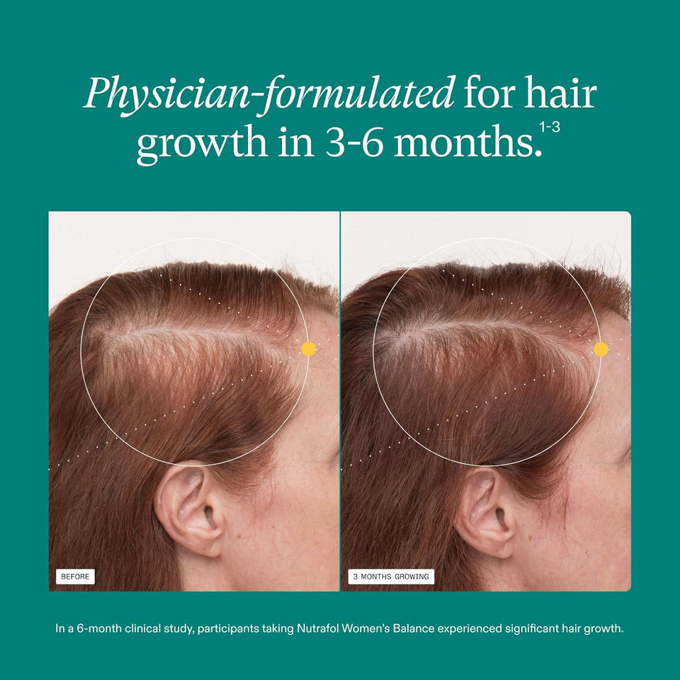 Nutrafol Women's Balance Hair Growth Supplements, Ages 45 and Up, Clinically Proven for Visibly Thicker Hair and Scalp Coverage, Dermatologist Recommended - 1 Month Supply