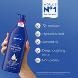NIVEA Essentially Enriched Body Lotion for Very Dry Skin with Hyaluronic Acid, Almond Oil and Deep Nourishing Serum, 72-Hour Body Moisturizer, 16.9 Fl Oz CWmp Bottle