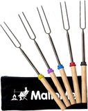 MalloMe Smores Sticks for Fire Pit Long - Marshmallow Roasting Sticks Smores Kit - Smore Skewers Hot Dog Fork Campfire Cooking Equipment, Camping Essentials S'mores Gear Outdoor Accessories 32" 5 Pack