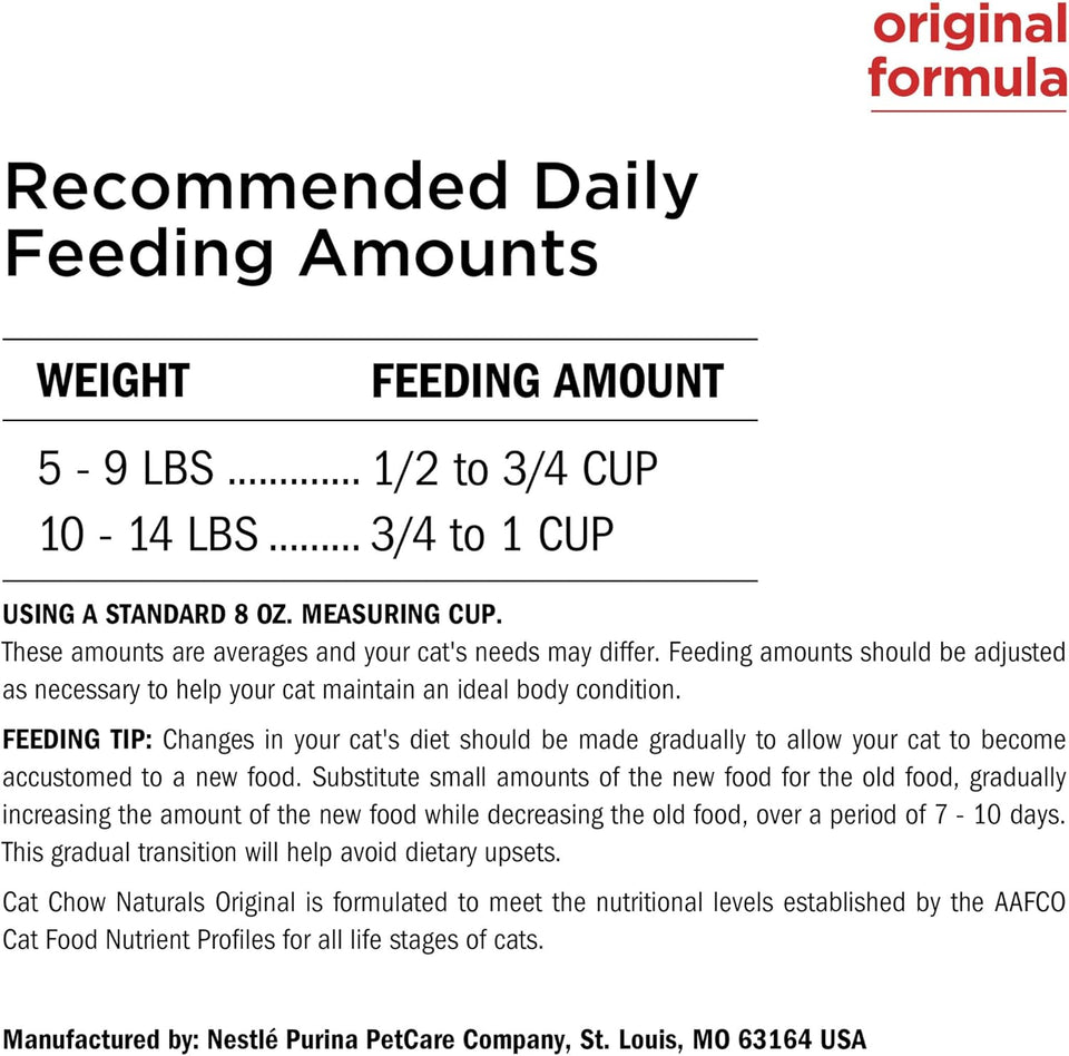 CWrina Cat Chow Naturals With Added Vitamins, Minerals and Nutrients Dry Cat Food, Naturals Original - 13 lb. Bag