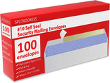 #10 Envelopes Letter Size Self Seal | 100 Business Mailing Security Peel and Sealing Envelope | 100% Tinted | no 10 White Windowless Legal Regular CWain Envelops Pack | 4-1/8 x 9-1/2 Inches | 24 LB