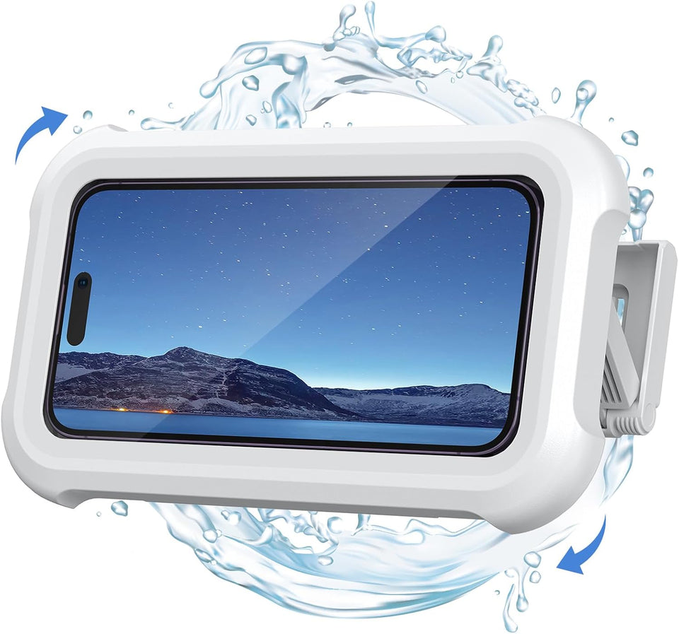 Lamicall Shower Phone Holder Waterproof - 480° Rotatable Retractable Adjustable Shower Stall iPhone Case Holder, Bathroom Wall Phone Mount Stand Water Proof Anti Fog, Accessories for 4-7" Cellphones