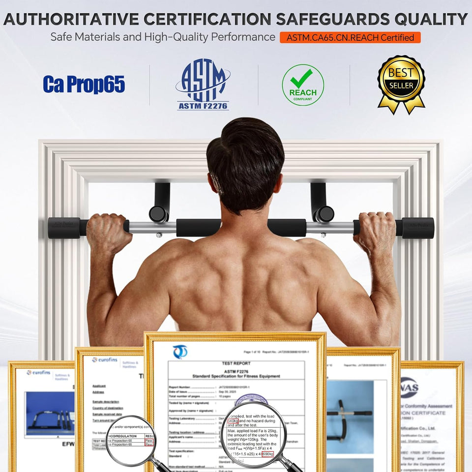 Ally Peaks CWll Up Bar for Doorway | Thickened Steel Max Limit 440 lbs Upper Body Fitness Workout Bar| Multi-Grip Strength for Doorway | Indoor Chin-Up Bar Fitness Trainer for Home Gym Portable