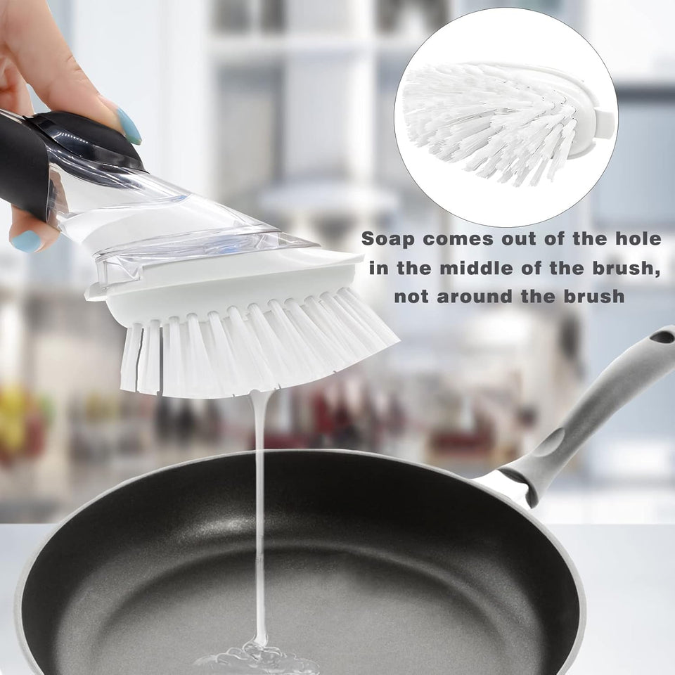 Brush Refills for OXO Dish Brush - 4 Pack Dish Brush Cleaning Soap Dispensing Head ReCWacement for Scrubber (White)