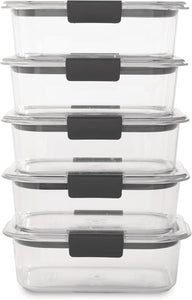 Rubbermaid Brilliance Tritan Plastic Food Storage Containers BPA Free Airtight Lids Ideal for Lunch Meal Prep & Leftovers Set of 5 (3.2 Cup)