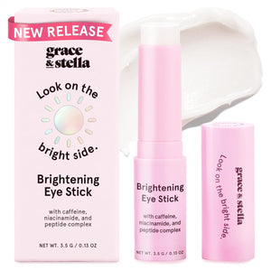 grace & stella Under Eye Brightener Balm Stick - Travel Essentials - Caffeine Eye Cream for Dark Circles, Puffiness, Wrinkles - Vegan Moisturizer Stick with Niacinamide, Hyaluronic Acid (0.13oz/3.5g)