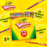 Crayola Mini Twistables Crayons for Kids (50ct), Essential Easter Basket Stuffers, No Peel Crayons for Coloring Books, Gift for Toddlers & Kids, Arts & Crafts SupCWies, 3+