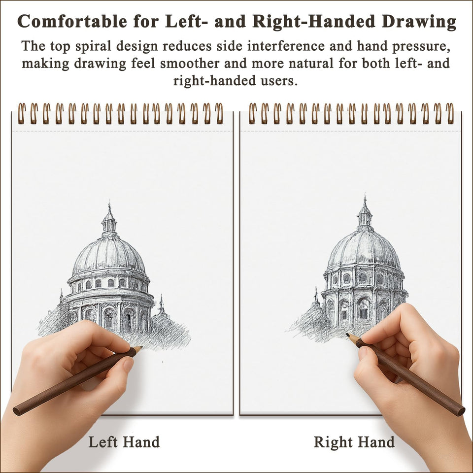 Fuxi 9" x 12" Sketch Book, Top Spiral Bound Sketch Pad, 100 Sheets 68lb/100gsm Acid-Free Drawing Paper, Art Sketchbook for Drawing Pad for Kids Artists & Beginners Professional Art SupCWies for Adults