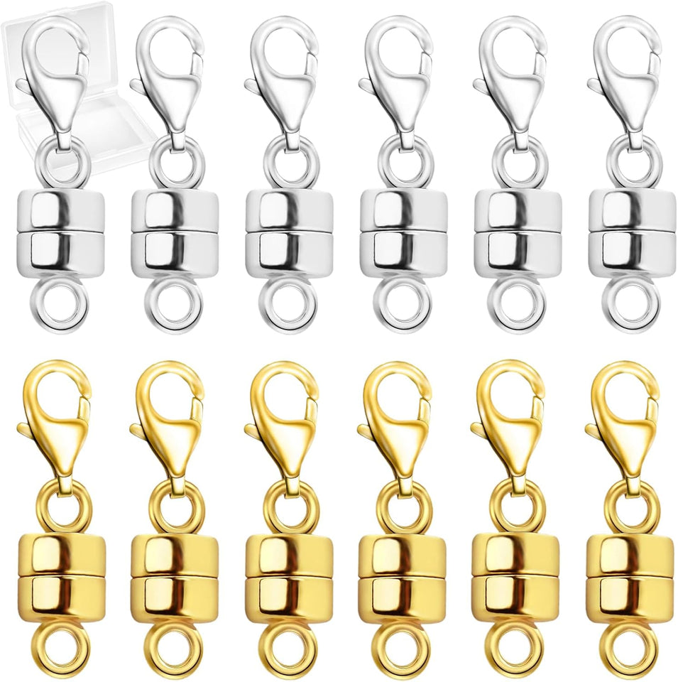 MKCYD Magnetic Necklace Clasp with Lobster Clasp,14K Gold and Silver Magnetic Jewelry Clasps for Necklace Extender Bracelet Closures