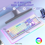 RisoPhy Wireless Gaming Keyboard, Tri-Mode BT5.0/2.4GHz/USB-C, RGB Light up Backlit Keyboards, Customizable Macro Keys, 26 Anti-ghosting Keys, 4000mAh Battery, Creamy Computer Keyboards
