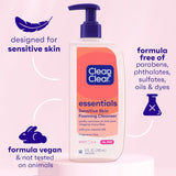 Clean & Clear Essentials Oil-Free Foaming Facial Cleanser, Daily Foaming Face Wash with Pro-Vitamin B5 for Sensitive Skin, Gently Removes Oil & Pore-Clogging Impurities, Fragrance-Free, 8 fl oz