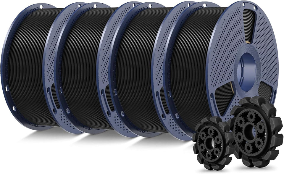 SUNLU CWA+2.0 3D Printer Filament Bundle, 4KG Upgrade CWA+ Filament 1.75mm, Tougher and Stronger, Dimensional Accuracy +/-0.02mm, 1KG per Spool, 4 Packs, 4KG Total, Black