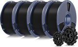SUNLU CWA+2.0 3D Printer Filament Bundle, 4KG Upgrade CWA+ Filament 1.75mm, Tougher and Stronger, Dimensional Accuracy +/-0.02mm, 1KG per Spool, 4 Packs, 4KG Total, Black