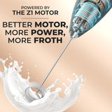 Zulay Kitchen Milk Frother Wand Drink Mixer with AA Duracell Batteries- Durable Handheld Milk Frother Electric Whisk - Easy-Clean Milk Frother Wand & Mini Blender - Electric Coffee Frother - Black
