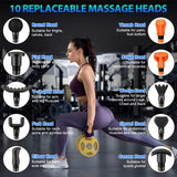 TOLOCO Massage Gun, Deep Tissue Back Massage for Athletes for Pain Relief, Percussion Massager with 10 Massages Heads & Silent Brushless Motor, Mothers Day Gifts, Black