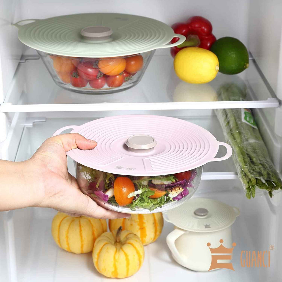 GUANCI 8 Pack Silicone Lids, Microwave Safe, Reusable, Heat Resistant, Fits Cups, Bowls, Pots, Pans, Stove Top, Oven, Fridge, Dishwasher