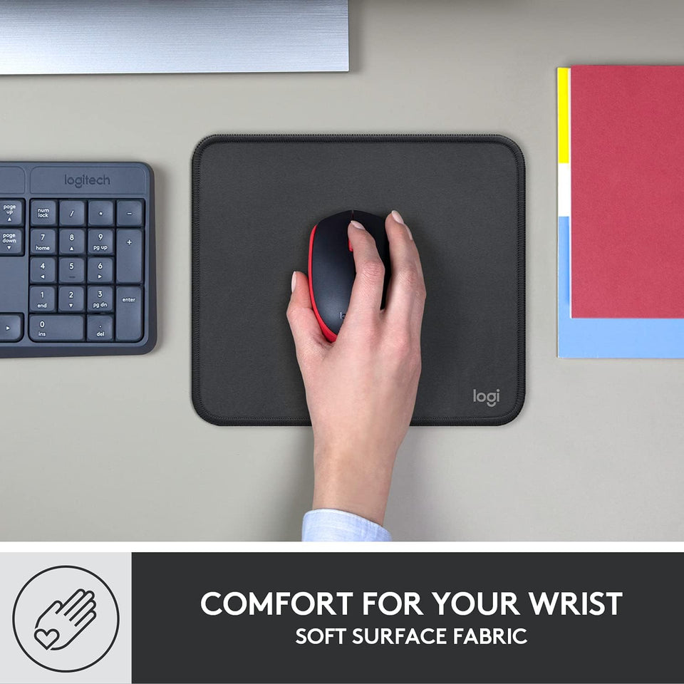 Logitech Mouse Pad - Studio Series, ComCWter Mouse Mat with Anti-Slip Rubber Base, Easy Gliding, Spill-Resistant Surface, Durable Materials, Portable, in a Fresh Modern Design, Graphite