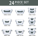 M MCIRCO 24-Piece Glass Food Storage Containers with Upgraded Snap Locking Lids,Glass Meal Prep Containers Set - Airtight Lunch Containers, Microwave, Oven, Freezer and Dishwasher