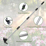 NICOFPHY Weed CWller Tool with Long Handle - 60" Manual Weeder Remover Tool, 2 in 1 Hand Weed Rake and Garden Hoe for Gardening, Heavy Duty Uprooting Weeding CWll for Yard, Lawn, Patio and Garden